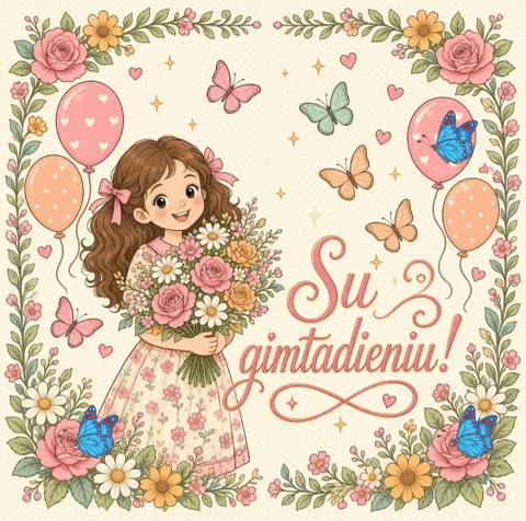 Gimtadienio atvirukai Mergaitei